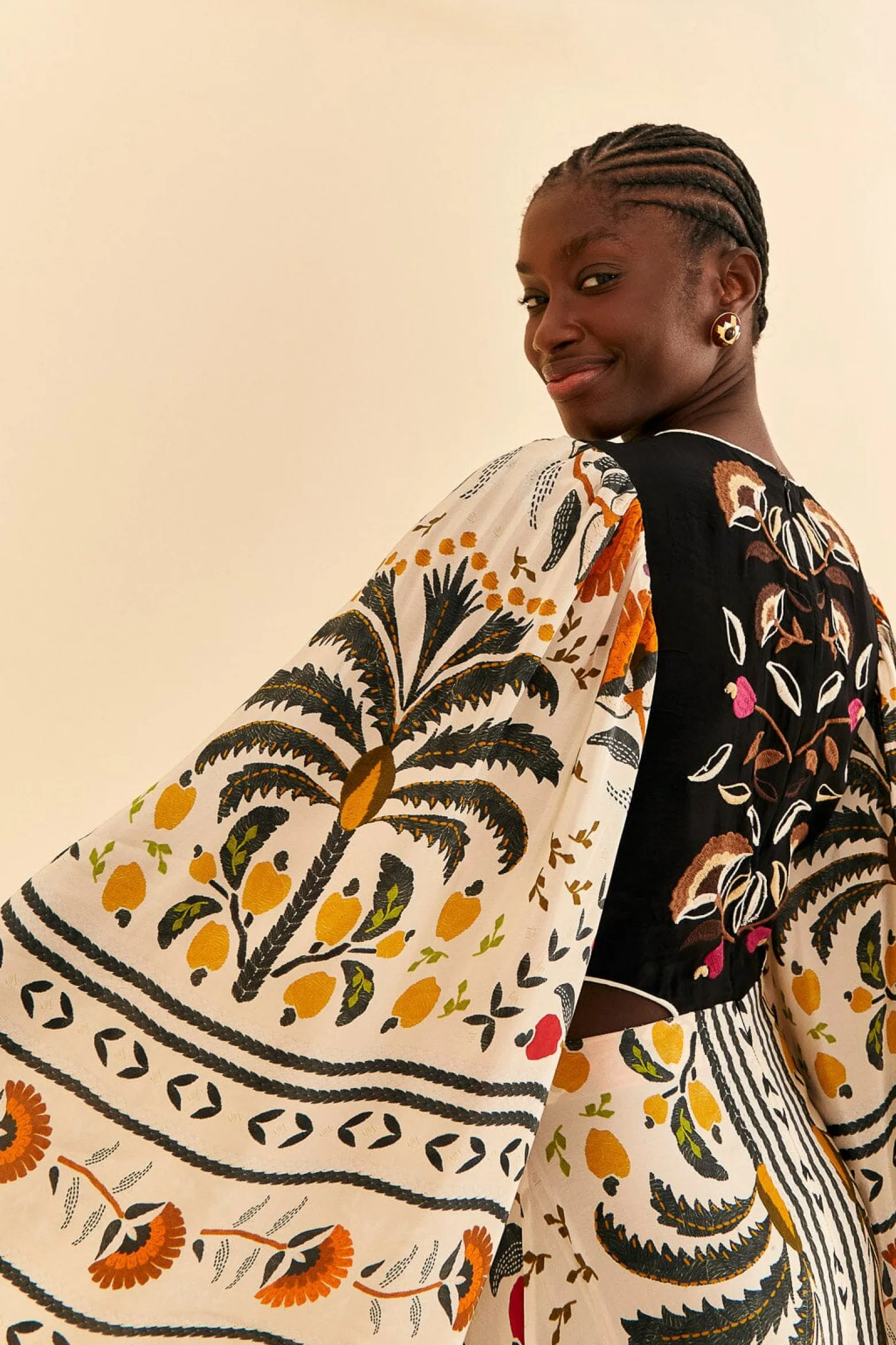 SAND PALMS PARADISE EMBROIDERED CUT OUT MIDI DRESS