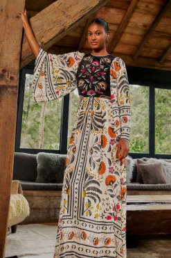 SAND PALMS PARADISE EMBROIDERED CUT OUT MIDI DRESS