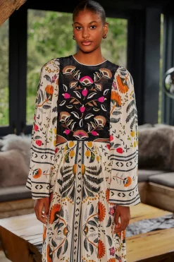 SAND PALMS PARADISE EMBROIDERED CUT OUT MIDI DRESS