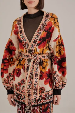 SAND WINTER TAPESTRY KNIT CARDIGAN