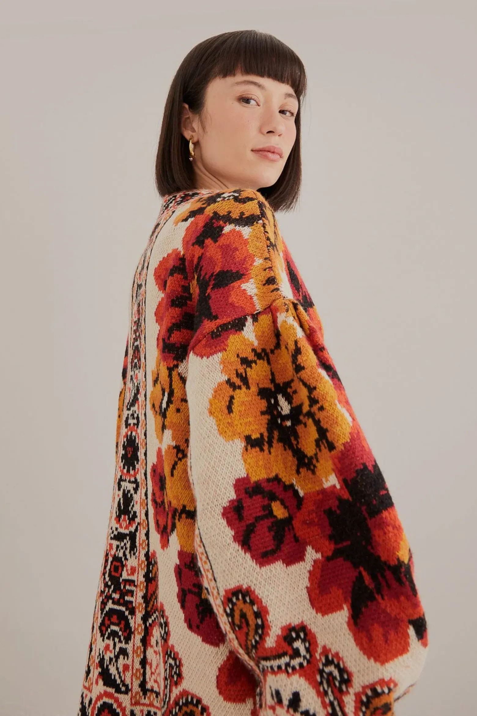 SAND WINTER TAPESTRY KNIT CARDIGAN