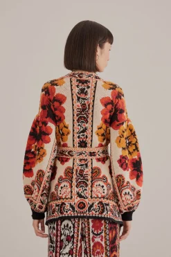 SAND WINTER TAPESTRY KNIT CARDIGAN