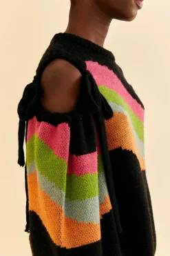  SHOULDER CUT OUTS KNIT SWEATER