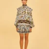  SILVER FLORAL TAPESTRY MINI SKIRT