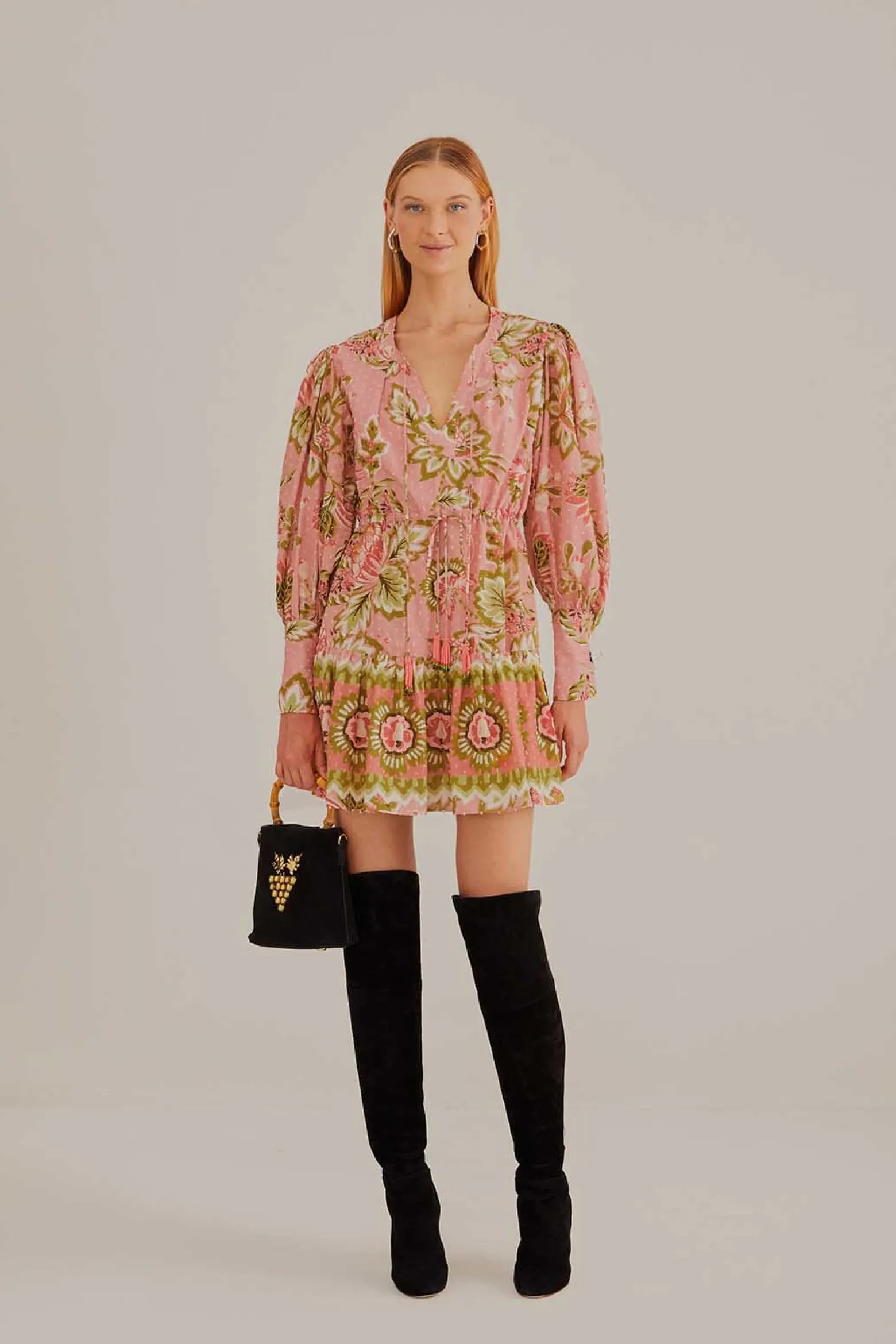 SOFT PINK AURA FLORAL MINI DRESS