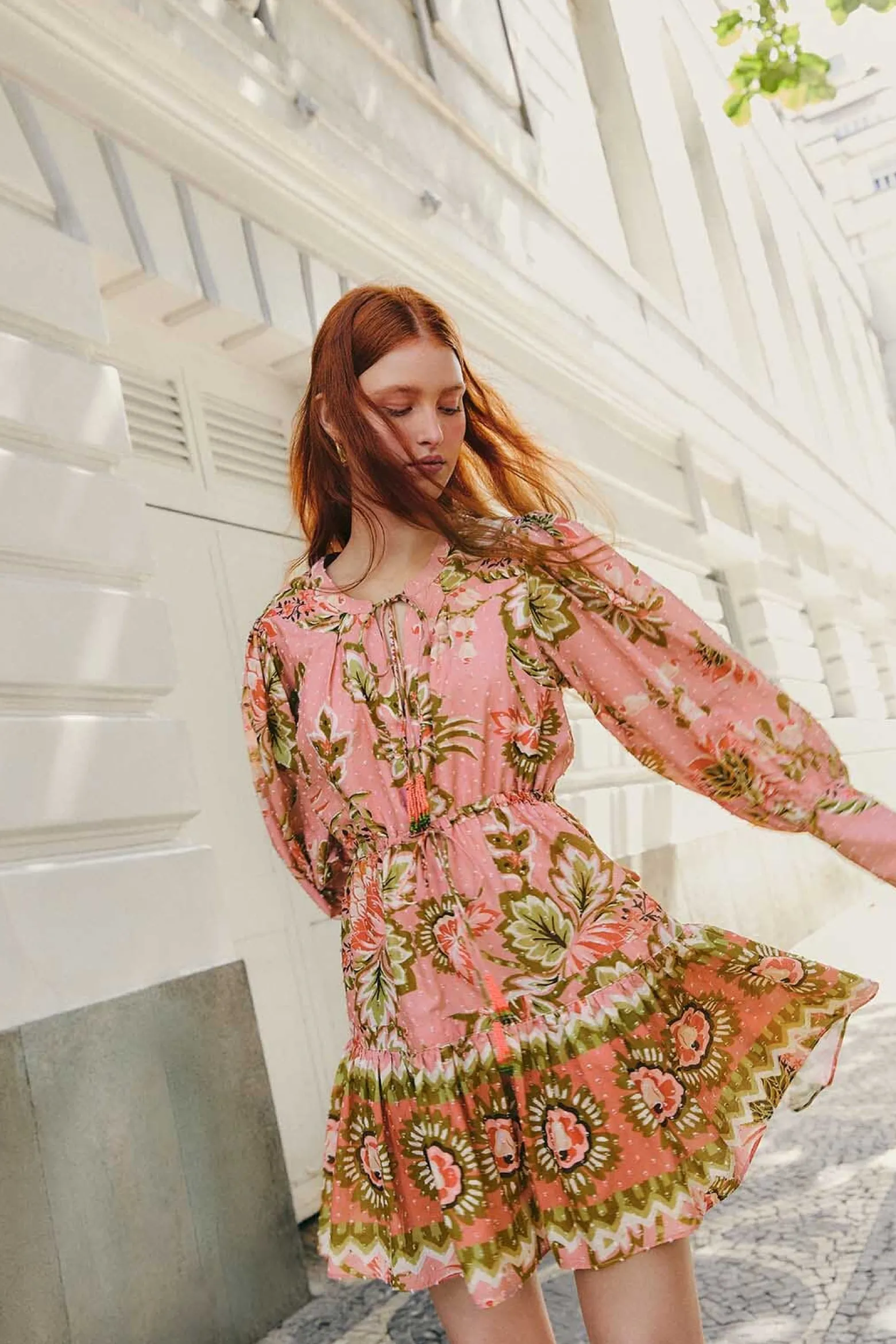 SOFT PINK AURA FLORAL MINI DRESS