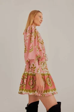 SOFT PINK AURA FLORAL MINI DRESS