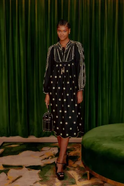 SUN EMBROIDERED MIDI DRESS