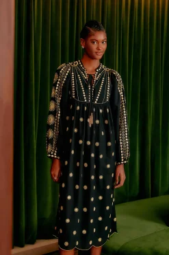  SUN EMBROIDERED MIDI DRESS