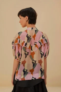  THE KISS MULTICOLOR SHORT SLEEVE BLOUSE