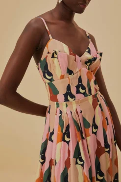  THE KISS MULTICOLOR SLEEVELESS MIDI DRESS
