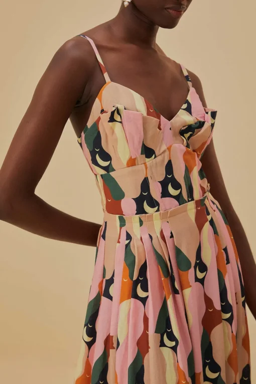  THE KISS MULTICOLOR SLEEVELESS MIDI DRESS