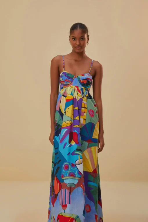  TROPICAL SCENARIO SLEEVELESS MAXI DRESS