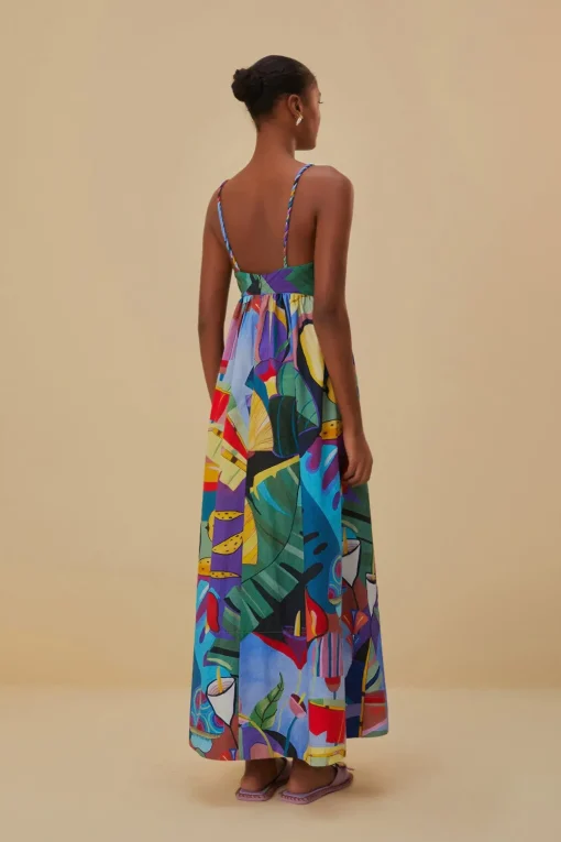  TROPICAL SCENARIO SLEEVELESS MAXI DRESS