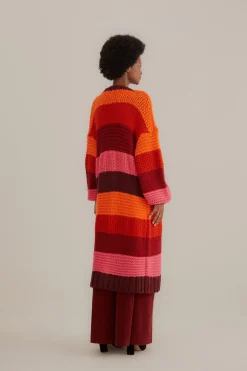  TROPICAL STRIPES MIDI KNIT CARDIGAN