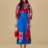  WATERCOLOR FLORAL BLUE MIDI SKIRT