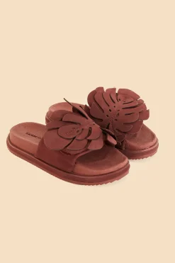  WINE MONSTERA ANATOMIC SLIDE SANDAL