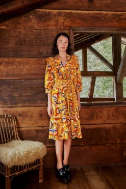  YELLOW PALMS PARTY MIDI DRESS