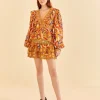  YELLOW PALMS PARTY SMOCKED MINI SKIRT
