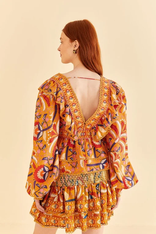  YELLOW PALMS PARTY SMOCKED MINI SKIRT