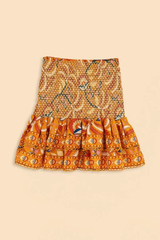  YELLOW PALMS PARTY SMOCKED MINI SKIRT